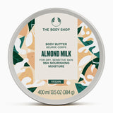 The Body Shop Almond Milk body butter container on a white background