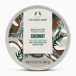 The Body Shop Coconut body butter container on a white background