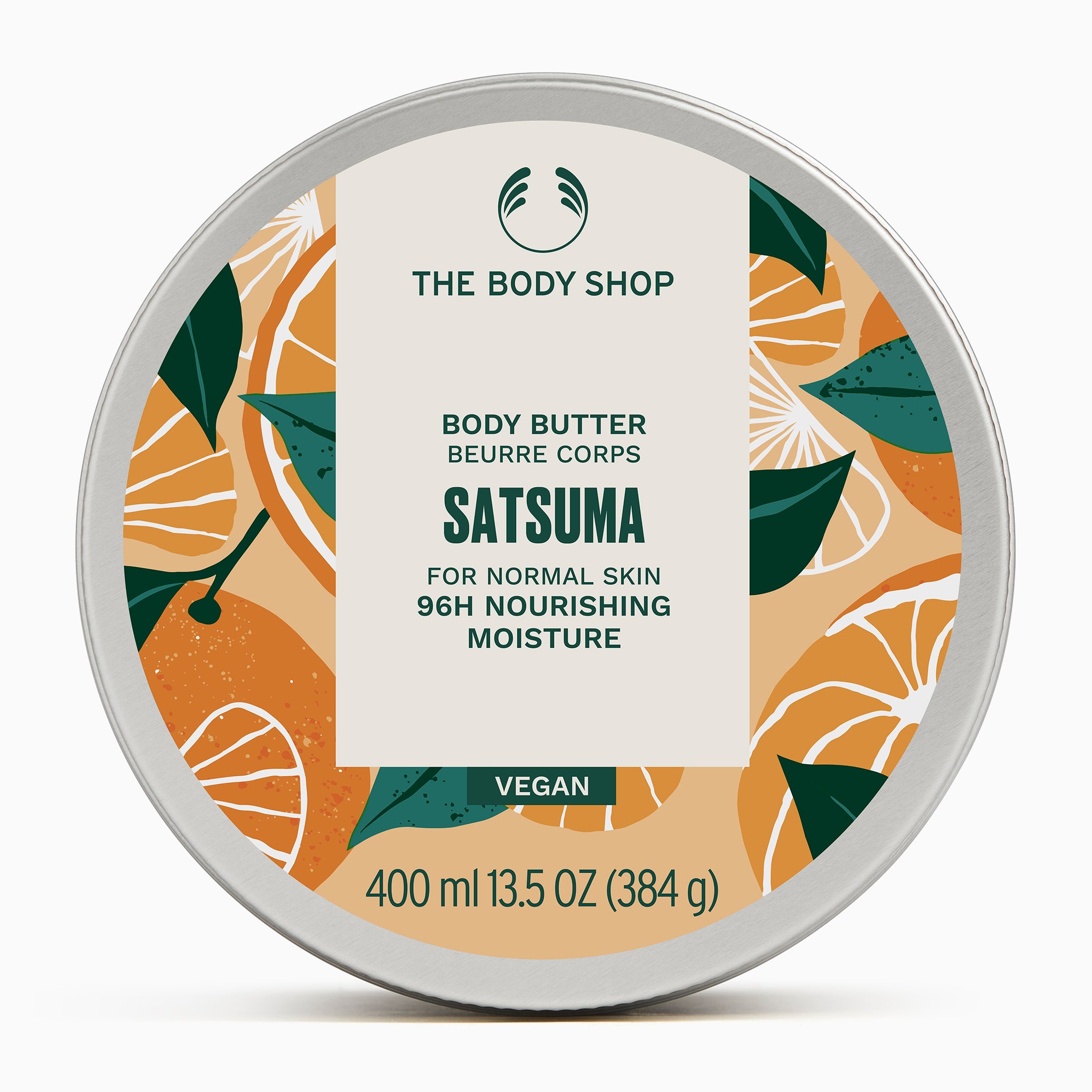 The Body Shop Satsuma body butter container on a white background