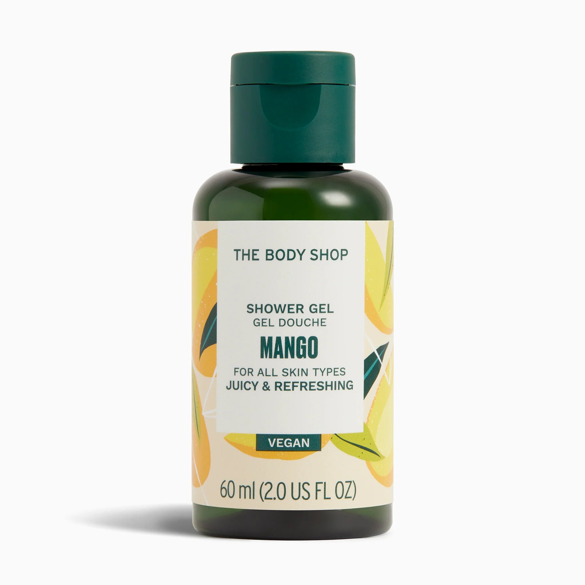 The Body Shop Mango shower gel bottle on a white background