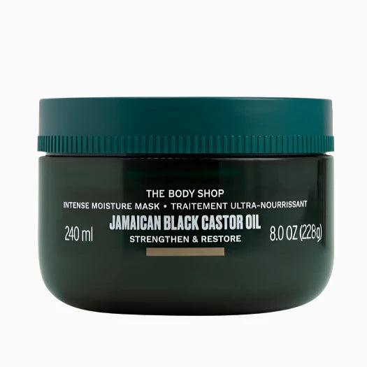 The Body Shop Jamaican Black Castor Oil Intense Moisture Mask on a white background