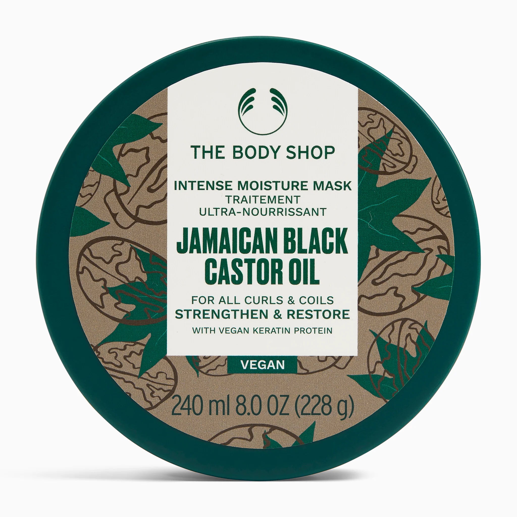 The Body Shop Jamaican Black Castor Oil mask packaging on a white background