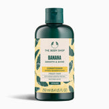 The Body Shop Banana Smooth & Shine conditioner bottle on a white background