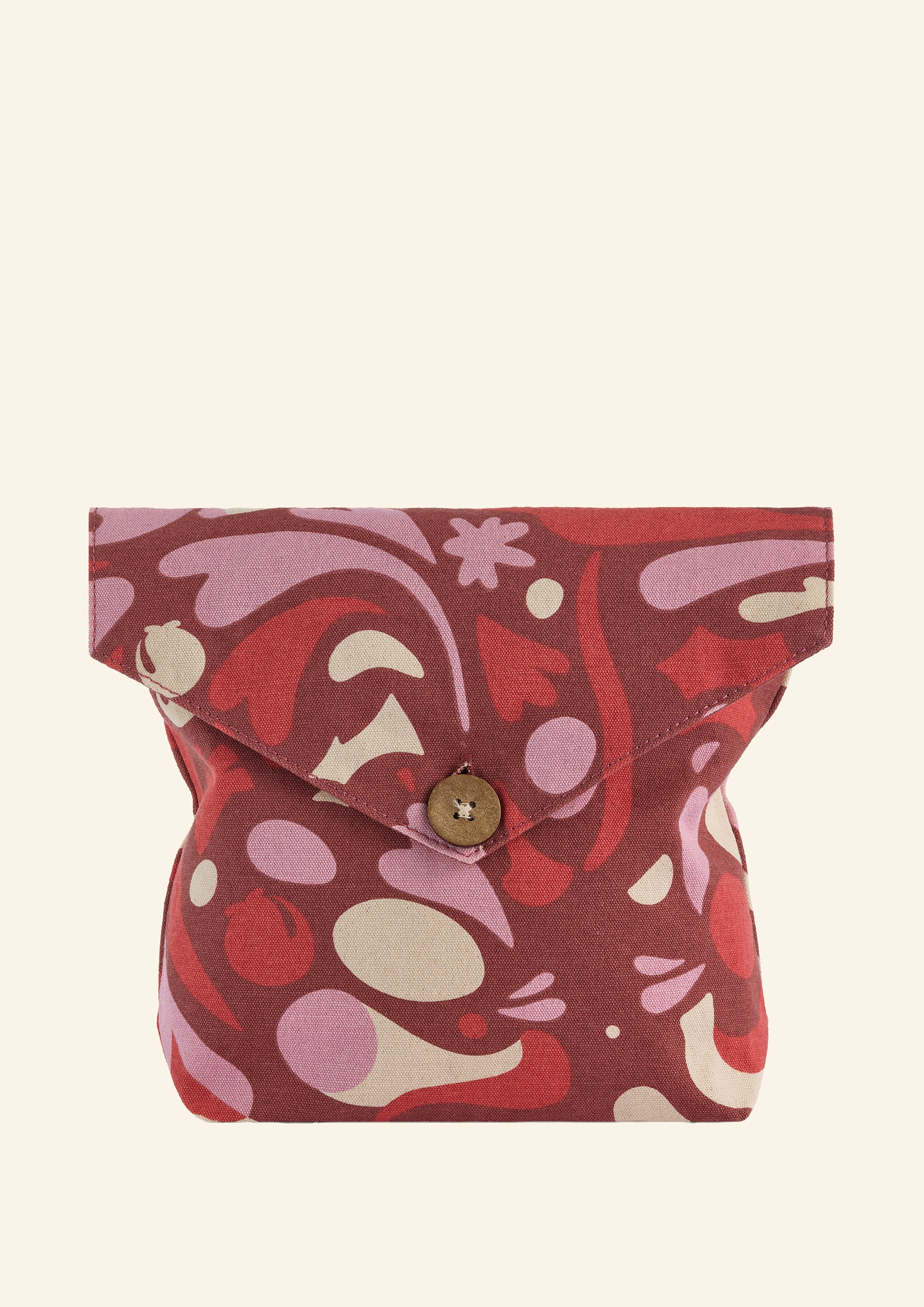 Small pouch with a colorful pattern on a white background