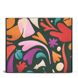 Colorful abstract pattern on a dark green background