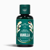 Bottle of The Body Shop Vanilla bath and shower gel on a white background