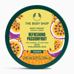 The Body Shop Refreshing Passionfruit body yogurt on a white background