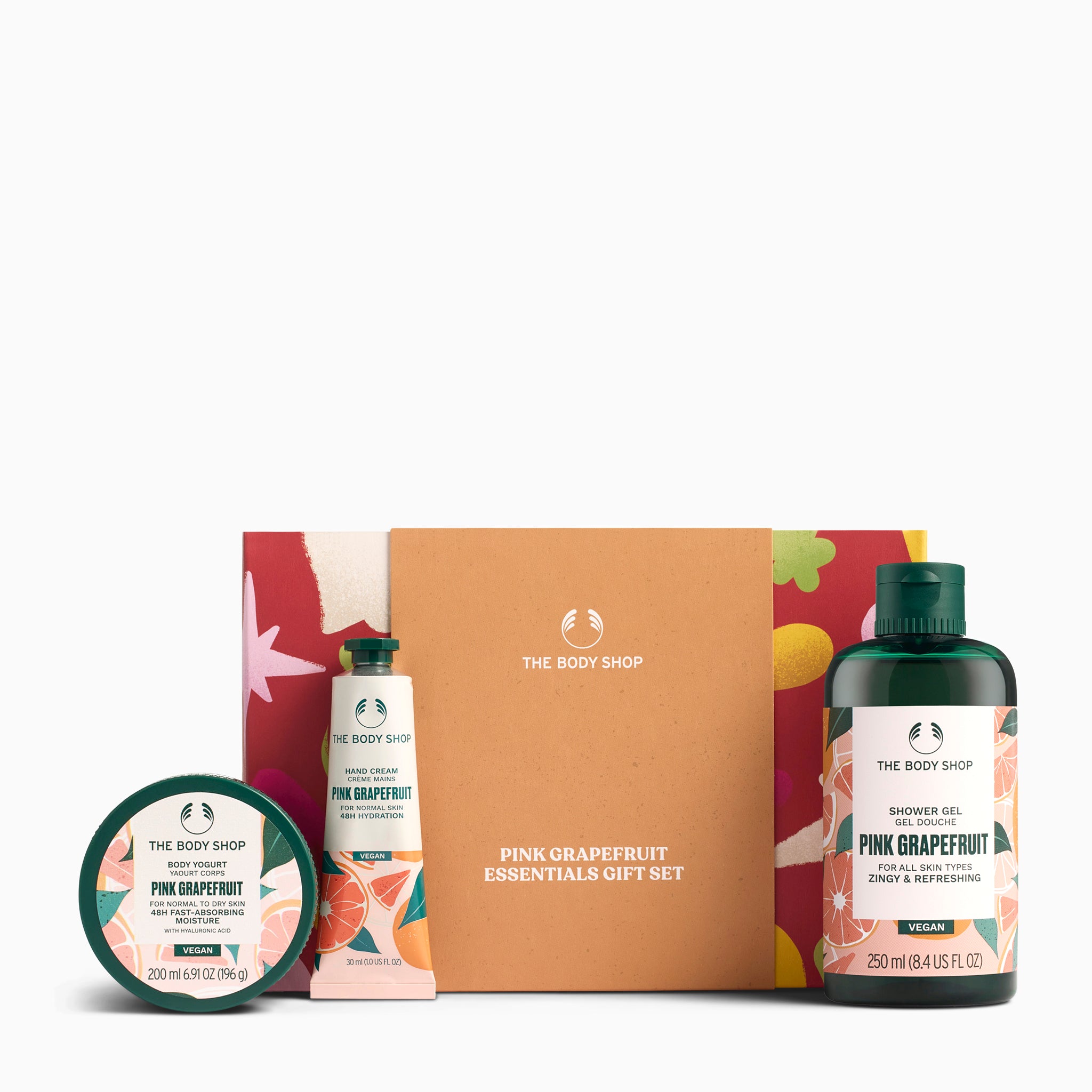 The Body Shop Pink Grapefruit Essentials Gift Set on a white background