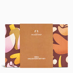 The Body Shop Shea Collection gift set packaging with abstract designs on a white background