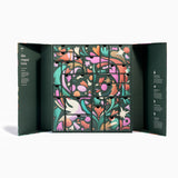 Advent calendar with colorful floral designs on a white background