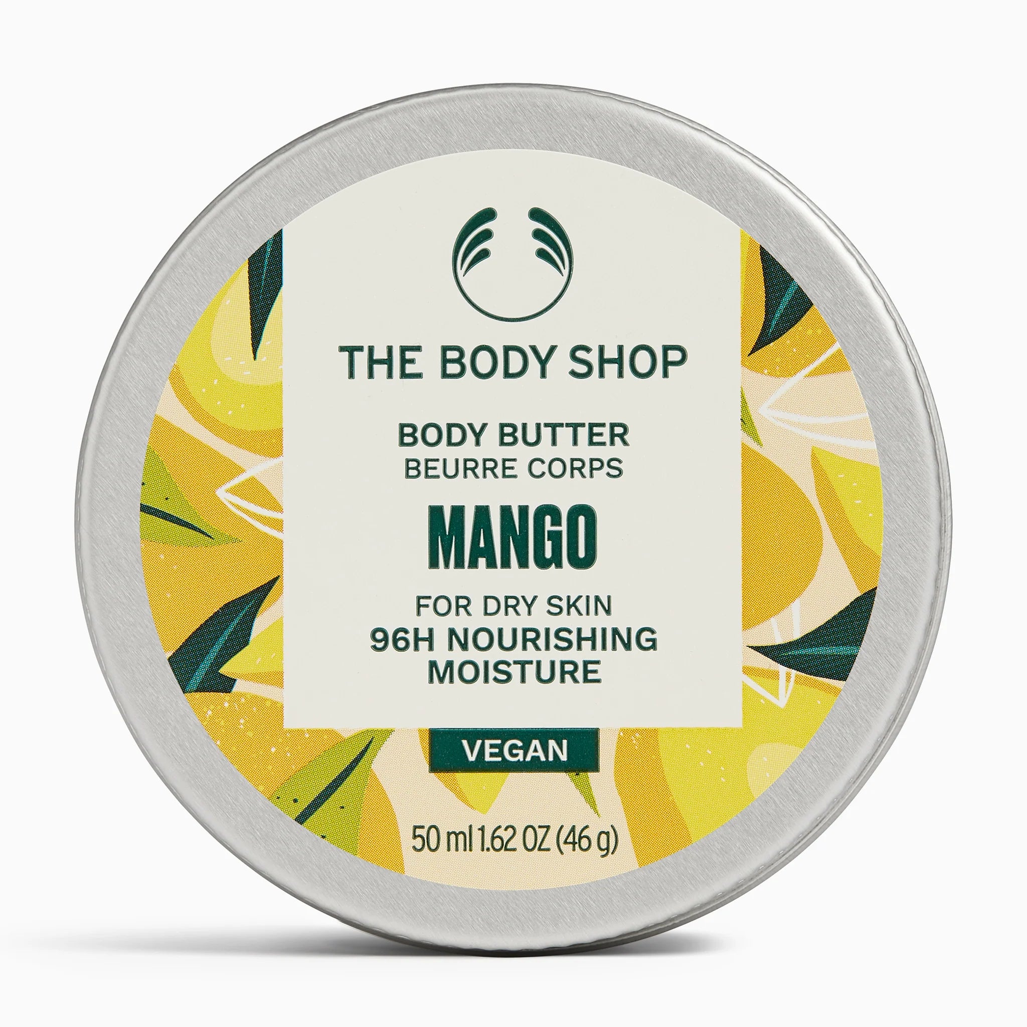 The Body Shop Mango body butter container on a white background