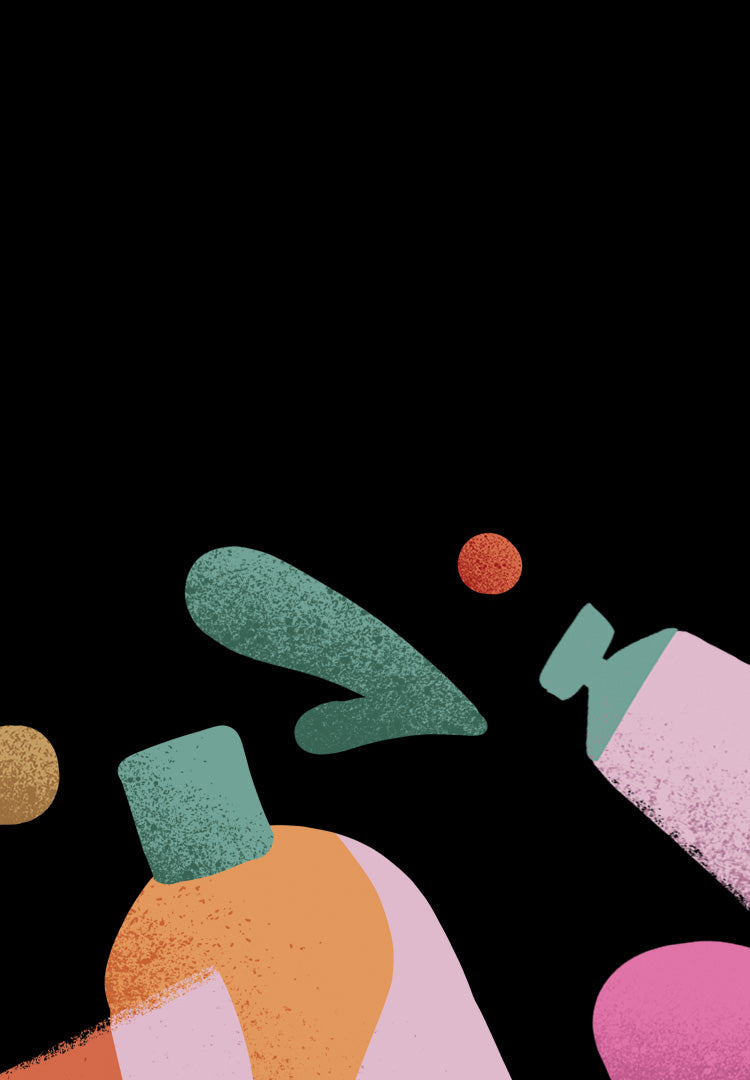 Colorful abstract shapes on a black background