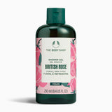 The Body Shop British Rose shower gel bottle on a white background