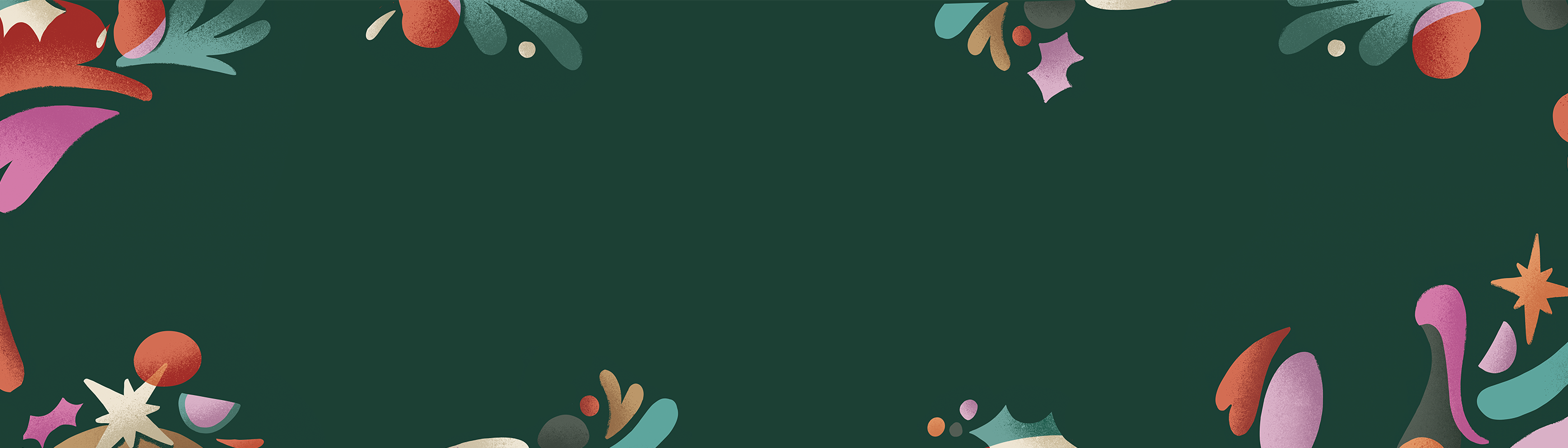 Colorful floral pattern on a dark green background