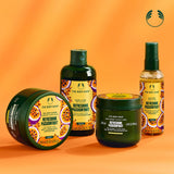 The Body Shop Refreshing Passionfruit product set on an orange background