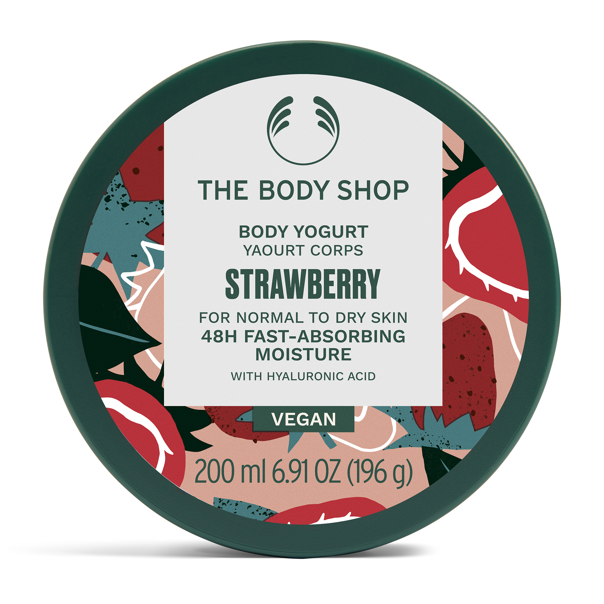 The Body Shop Strawberry Body Yogurt container on a white background