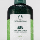The Body Shop Aloe Soothing Toner bottle on a light gray background