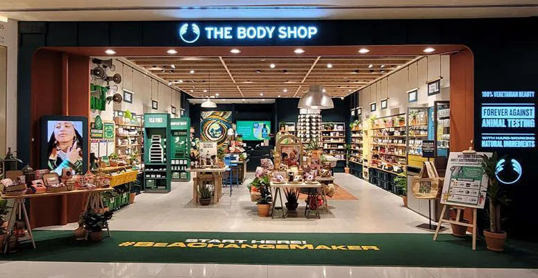 The Body Shop store interior with various products and displays.