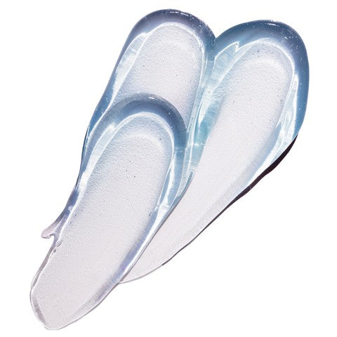 3 swatches of a clear gel on a white background